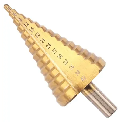 Productafbeelding van Boorset, HSS, titaniumcoating, 4-42 mm, snelwissel, geschikt voor metaal, kunststof en hout