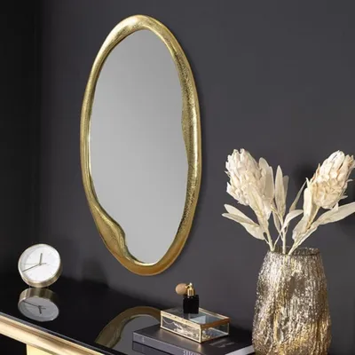 Produktbild von Abstrakter Design Wandspiegel BARATO 70cm gold Metall oval