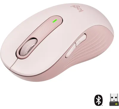 Zdjęcie produktu dla Logitech Signature M650 L, Po prawej stronie, Optyczny, Bluetooth, 4000 DPI, Różowy