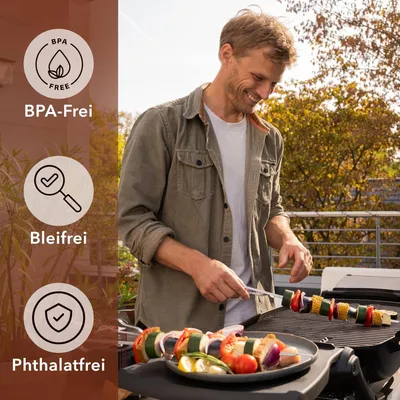 Produktbild von Wiederverwendbare Grillspieße - Edelstahl - 10 Stück - 43 cm - Fleisch und Gemüse