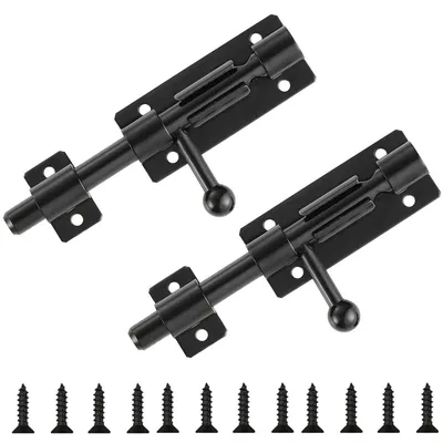 Immagine prodotto di Due serrature per porta, in acciaio inossidabile 304, colore nero, lunghezza 4 pollici, con foro per lucchetto