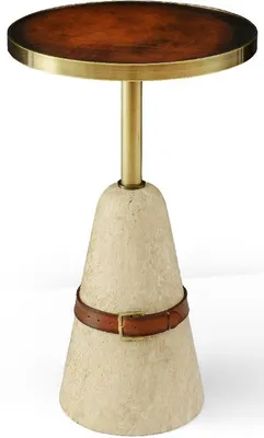 Immagine prodotto di Tavolino Casa Padrino marrone / ottone / beige Ø 40 x h. 74,5 cm - Tavolo rotondo con base in marmo - Mobili Soggiorno - Mobili