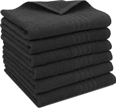 Produktbild von Gästehandtücher 6er Set, Baumwolle, 40x60 cm, schwarz