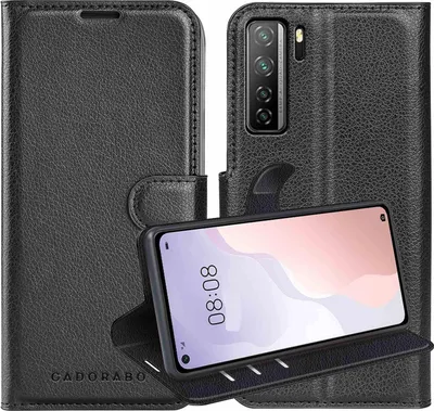 Produktbild von Cadorabo Hülle für Huawei NOVA 7 SE Schutz Hülle in Schwarz Handyhülle Etui Case Cover Magnetverschluss