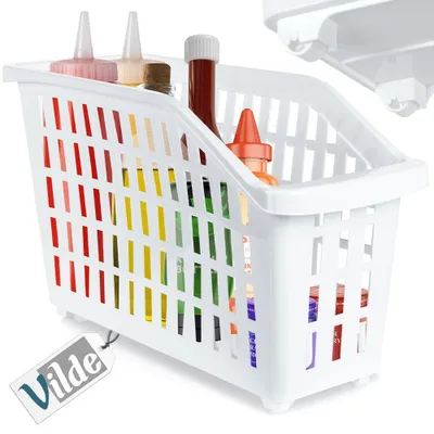 Obrázok produktu pre Vilde úložný kontajner Úložný kôš Plastový kontajner s kolieskami biely úzky 13 l