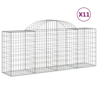 Produktbild von vidaXL Gabionen mit Hochbogen 11 Stk. 200x50x80/100cm Verzinktes Eisen