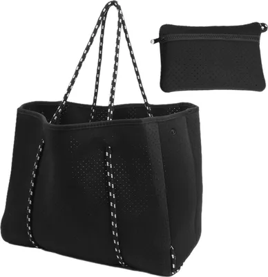 Imagen del producto de Bolsa de playa de neopreno, bolsa de compras, bolsa de playa perforada, bolso de mano de neopreno, bolsa de mano casual, bolsa de gran capacidad