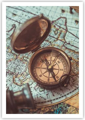 Produktbild von Poster - Poster ohne Rahmen - Kompass Vintage Karte - 70x100 cm - Wand Bild - Wanddeko - Wandbilder - Kunstposter - Wandposter - Bilder - Kunstdruck - Wanddekoration - Wandbild - P2XPA70x100-4302