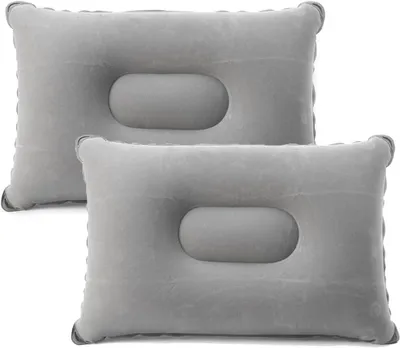 Produktbild von Aufblasbares Reisekissen - 34 x 22 cm Kissen für Strand, Camping, Outdoor-Aktivitäten, Angeln (Grau)
