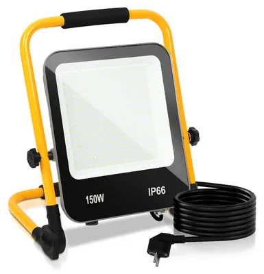 Immagine prodotto di Peviasot, set di 5 fari LED da cantiere con stativo, lampada da lavoro da 150W a 6000K, riflettore regolabile per cantieri, officine, garage e aree esterne