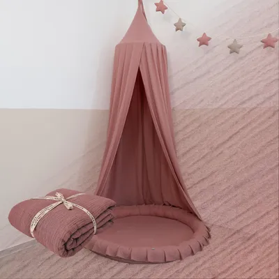 Imagen del producto de Dosel rosa palo sin aplicación dorada - Cielo de cama para habitación infantil