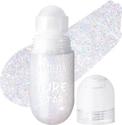 Produktbild von Roll-on Body Glitter Gel, Holografisches Glitzer Gel für Gesicht, Haare & Körper, Mermaid Makeup für Festivals & Partys, 01 Dazzle