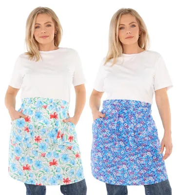 Produktbild von Halbschürze geblümt Baumwolle Vorbinder Vorstecker Schürze Kochschürze, Farbe:Doppelpack - 7