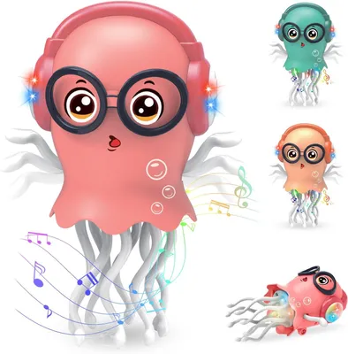 Produktbild von Baby Krabbelspielzeug mit Musik & Licht, interaktiver Kriechspielzeug Oktopus, automatische Hindernisvermeidung, fördert Bauchlage & Motorik, Geschenk