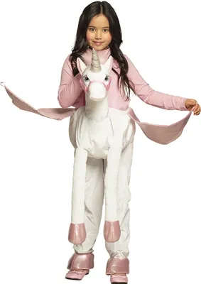 Produktbild von O5441 weiß-rosa Kinder Junge Mädchen Einhorn Kostüm Plüsch-Reittier Gr.ca. 3-5 Jahre