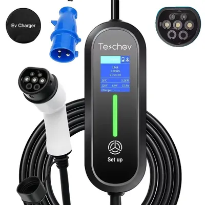Obrázek produktu pro Přenosná nabíječka pro elektromobily, výstup 7 kW, nastavitelný proud, 32 A, 7 kW, typ 2