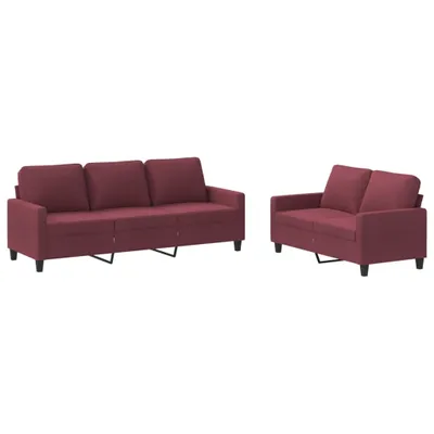 Produktbild von 2-tlg. Sofagarnitur mit Kissen Weinrot Stoff