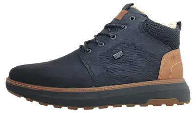 Image de Chaussures de ville Rieker pour hommes, bottines à lacets, doublure chaude, couleur noire, style décontracté