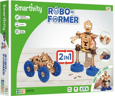 Produktbild von Smartivity Holz-Baukasten Roboter und Fahrzeug - 80 Teile Spielzeug