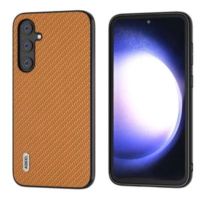 Image de Coque de protection ABEEL texture carbone pour Samsung Galaxy S23 FE, marron clair