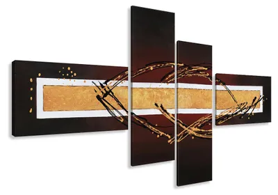 Produktbild von Visario Leinwandbild Abstrakte Eleganz 195x80 cm – 4-teilig, Bild Wandbild Kunstdruck, aufhängfertig, Echtholzrahmen, Zackenaufhänger, Art. 6808