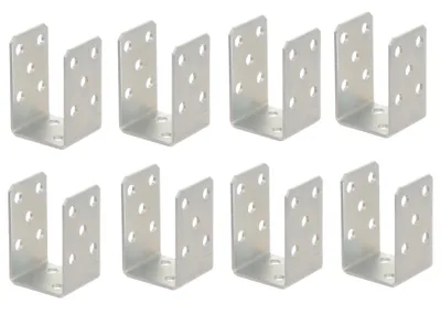 Produktbild von Aqbau 8er Set U-Pfostenträger zum Aufschrauben 60 mm – Pfostenanker aus verzinktem Stahl 4 mm, Bodenanker für Holzpfosten, für Zaun, Pergola, Terrasse