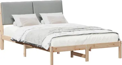 Productafbeelding van Bedframe Bruin en lichtgrijs 160 x 200 cm Massief grenenhout