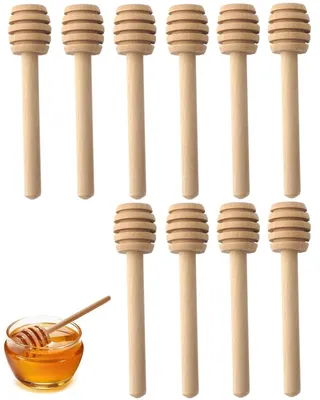 Produktbild von Honiglöffel aus Holz - 10 Stück Mini Rührstäbchen - Für Honig, Sirup, Marmelade, Tee und Kaffee