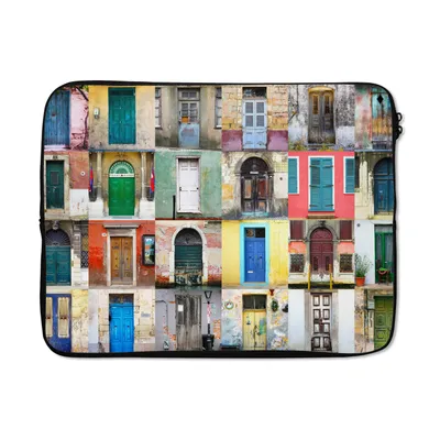 Produktbild von MuchoWow® Laptop Hülle 15 Zoll Türen - Regenbogen - Architektur - Collage Laptoptasche - Laptoptasche - Sleeve - Rundum-Schutz