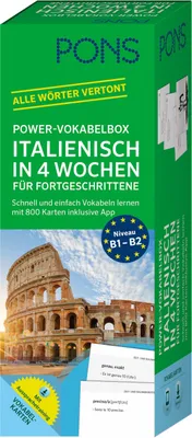 Produktbild von PONS Power-Vokabelbox Italienisch in 4 Wochen für Fortgeschrittene