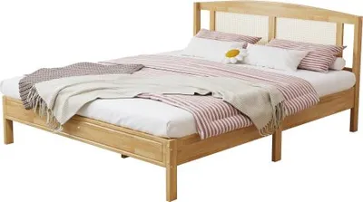 Produktbild von Massivholzbett mit Lattenrost und Kopfteil, 160x200 cm, Doppelbett, Kiefer