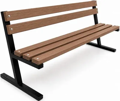 Imagen del producto de Banco de jardín de madera con respaldo, 125 cm - Color marrón