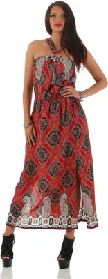 Produktbild von Damen Sommerkleid mit Barockmuster; Rot S/M