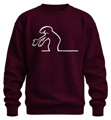 Obrázek produktu pro Tričko s potiskem "La Linea Balum", motiv "Strichmännchen" (čmáranice), styl komiksu, design Osvalda Cavandoliho, barva: vínová, velikost: XL