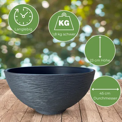 Produktbild von Solar Brunnen Set inkl. Akku - 45 cm Schale in grau