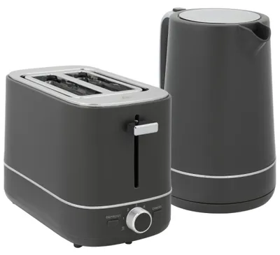 Produktbild von Set aus 1,7 L Wasserkocher und Toaster mit 6 Bräunungsstufen, Grau