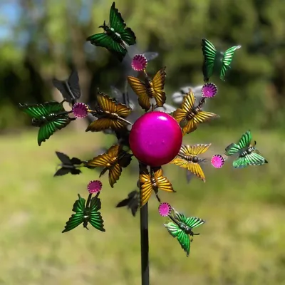 Produktbild von Windrad Metall Schmetterlinge Gartenstecker 91cm Gartendeko