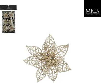 Imagen del producto de Clips decorativos brillantes con forma de estrella navideña, 1x8 cm, paquete de 6 unidades, color champán