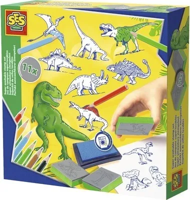 Produktbild von SES Creative 14919 Stempelset Dinosaurier - Kreatives Malen & Stempeln für Kinder, Stempel-Set für Kinder, 3 Jahr(e), Grün, 1 Stück(e)