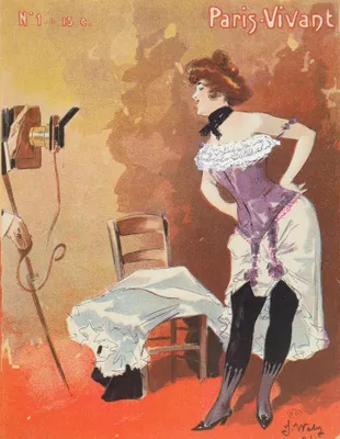 Produktbild von Elzusha - Leinwandbild, Frau in Korsett, 58x90 cm, ohne Rahmen