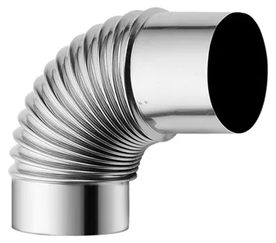 Productafbeelding van 90 ° Elleboogpijp van Roestvrij Staal voor Kachelventilatie, 80 mm