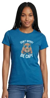 Produktbild von Spreadshirt Don’t Worry Be Capy | Capybara Humor Frauen T-Shirt, S, Antikblaues Saphir meliert