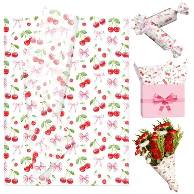 Image de Papier de soie à motifs de fleurs de cerisier - 50 feuilles pour l'emballage cadeau