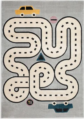 Produktbild von Kinderzimmerteppich rechteckig Auto (Grau), 120 x 170 cm
