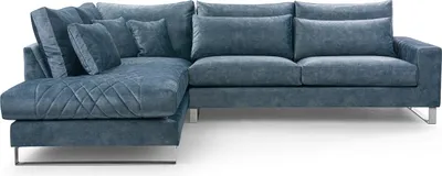 Produktbild von BETTSO Gepolstertes Ecksofa Eckcouch mit verchromten Beinen PORTO Blau Links