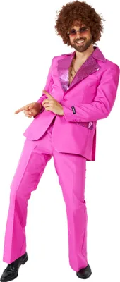Produktbild von Disco Kostüm pink Anzug - für Karneval Halloween Größe: XL