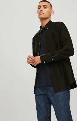 Produktbild von Cord Hemd Shacket Basic Flanell Langarm Shirt Einfarbig JJECLASSIC |