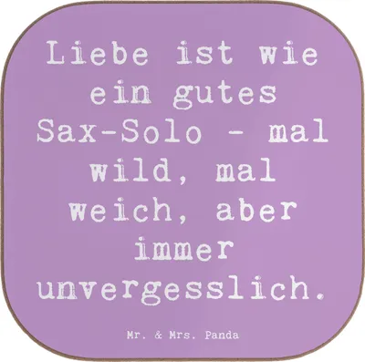 Produktbild von Mr. & Mrs. Panda Untersetzer für Gläser Spruch Saxophon Liebe - Lavendeltraum - Geschenk, Emotionen, Instrument, Holzuntersetzer, Musik, Solo, Blues, Tischuntersetzer