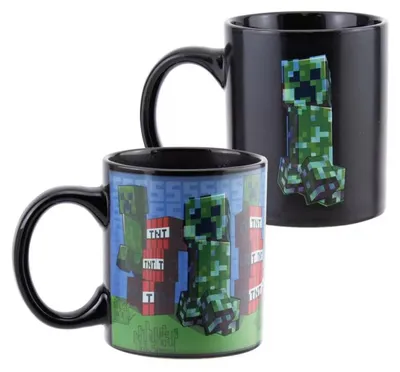 Productafbeelding van Minecraft Creeper thermosbeker - Officieel gelicenseerd, verandert van kleur bij contact met een warme drank, cadeau voor gamers, 295 ml (10 fl oz)