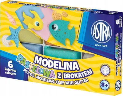 Obrázek produktu pro Pastelová třpytivá modelovací hmota 6 barev Astra